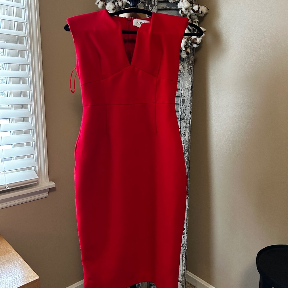 ALFANI Red Midi Sheath Dress